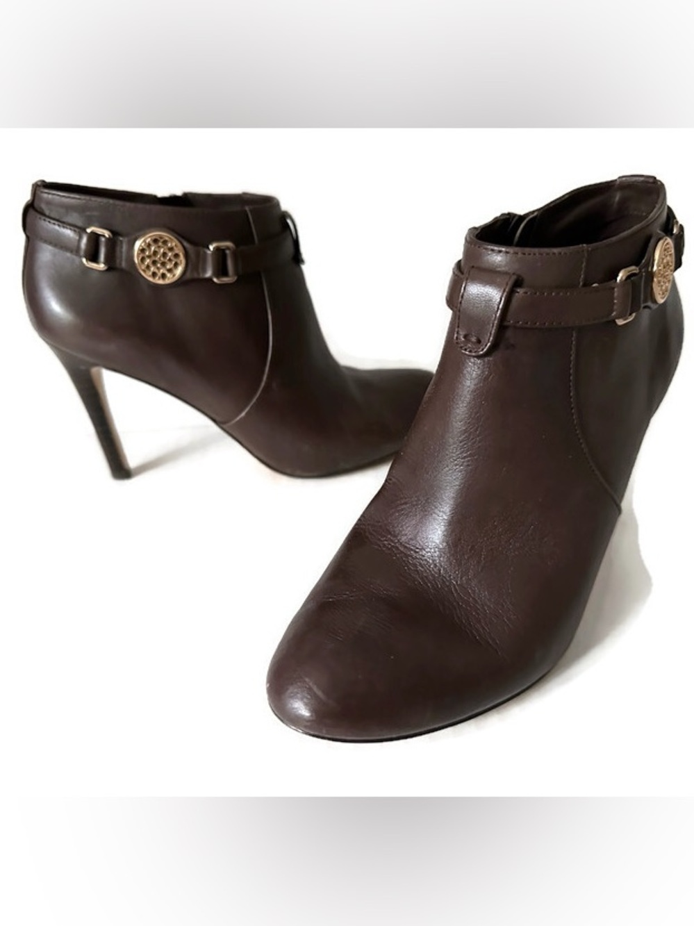 Coach Salene Brown Leather Ankle Booties